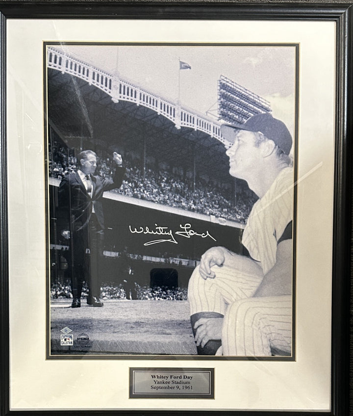 White Ford Autographed Framed 16x20 Photo Whitey Ford Day 1961 Yankees