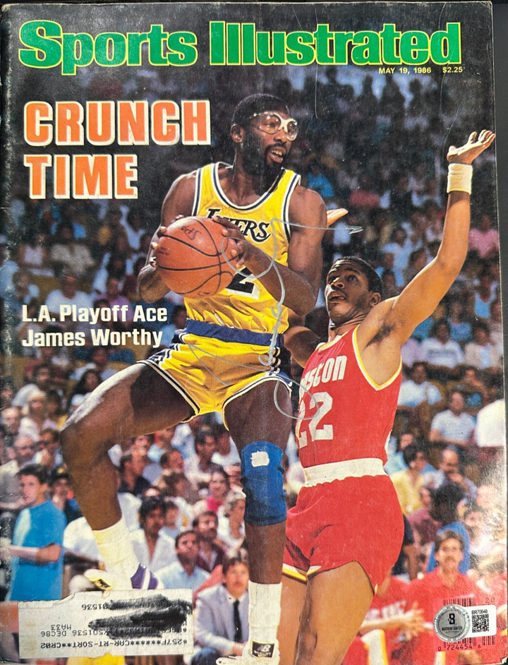 James Worthy Signed 5/19/1986 Issue Sports Illustrated Los Angeles Lakers BAS