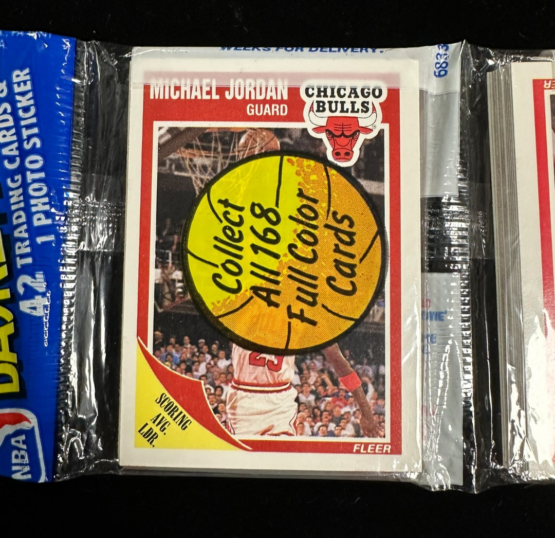 1989 Fleer Basketball Rack Pack Michael Jordan on Front Malone Sticker on Back