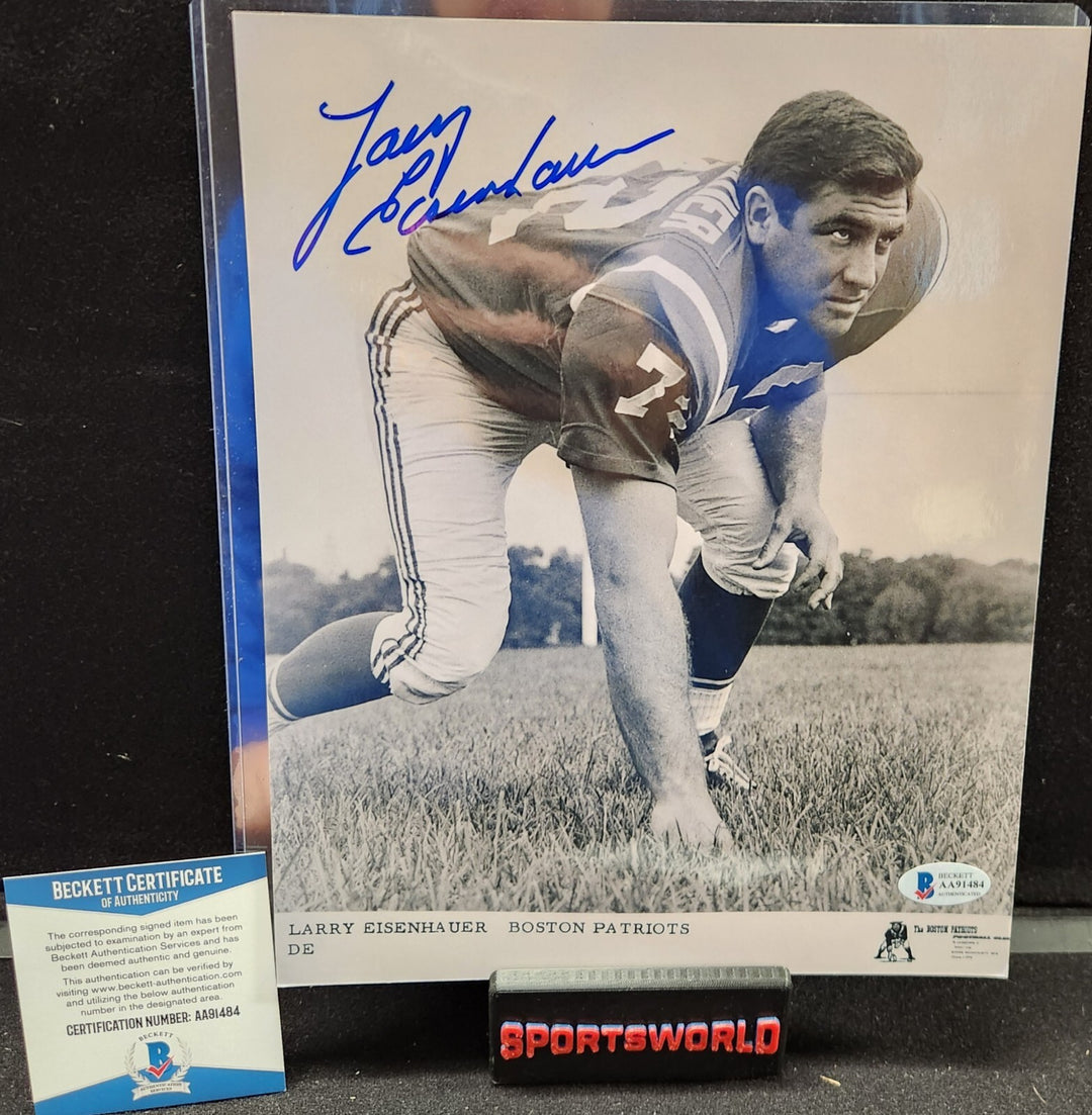 Larry Eisenhauer Signed 8x10 Photo Boston Patriots Beckett COA