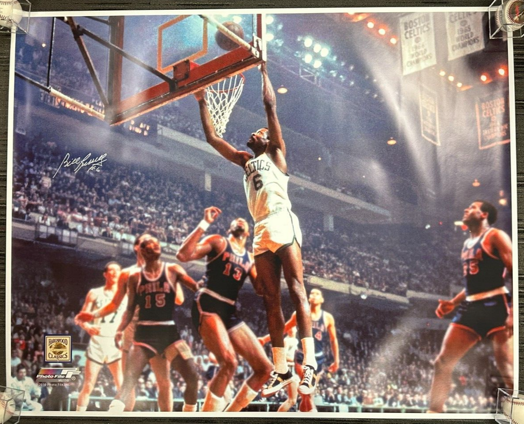 Bill Russell Autographed 50x60 Poster Photo Boston Celtics HOF