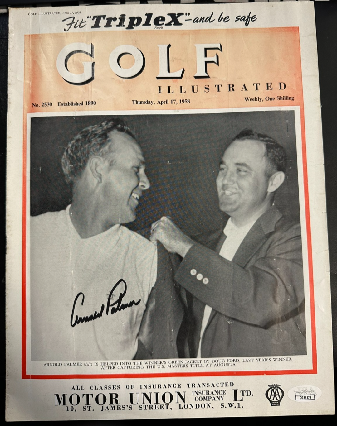 Arnold Palmer Autographed April 17, 1958 Issue Golf Illustrated JSA