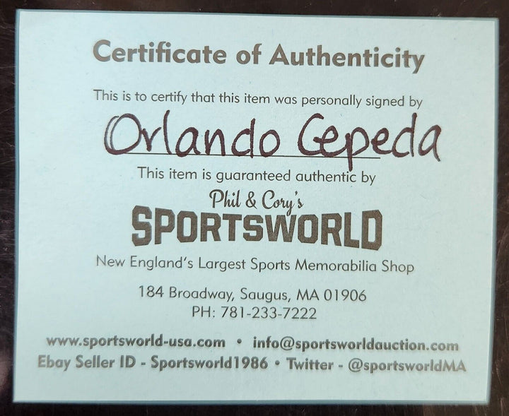 Orlando Cepeda Signed Inscribed HOF 99 MLB Baseball Cardinals Giants COA