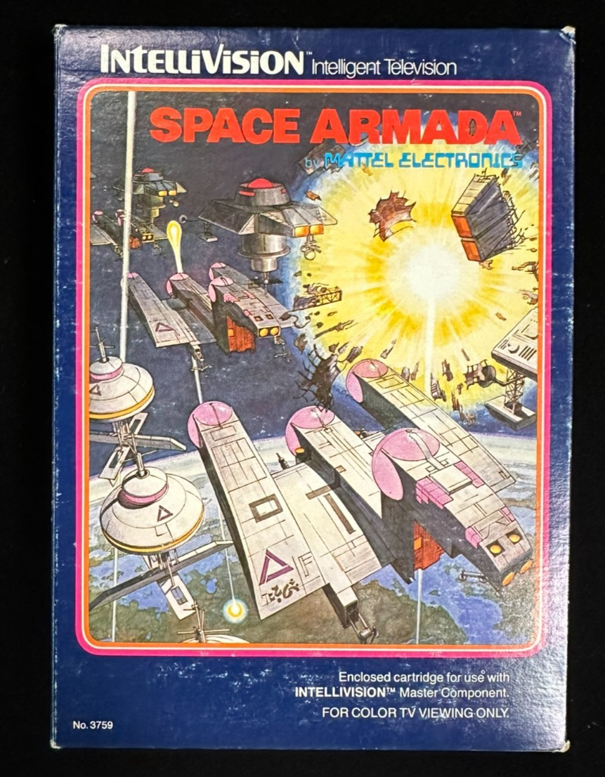 1981 Intellivision Space Armada Game W/ Inlays, Manual & Original Box