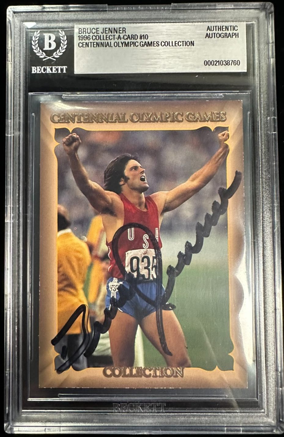 1996 Collect-A-Card Centennial Olympic Games Bruce Jenner Signed Card #10 BAS