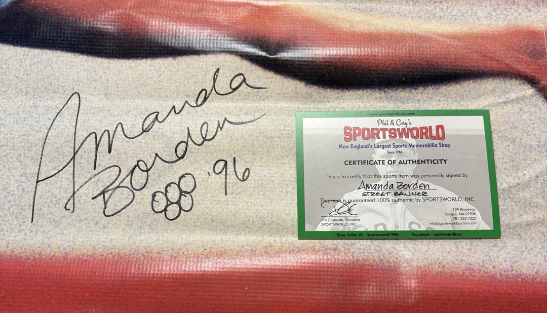 96 Gold Mentalist Amanda Borden Signed 2000 Olympic Trials Street Banner SW COA