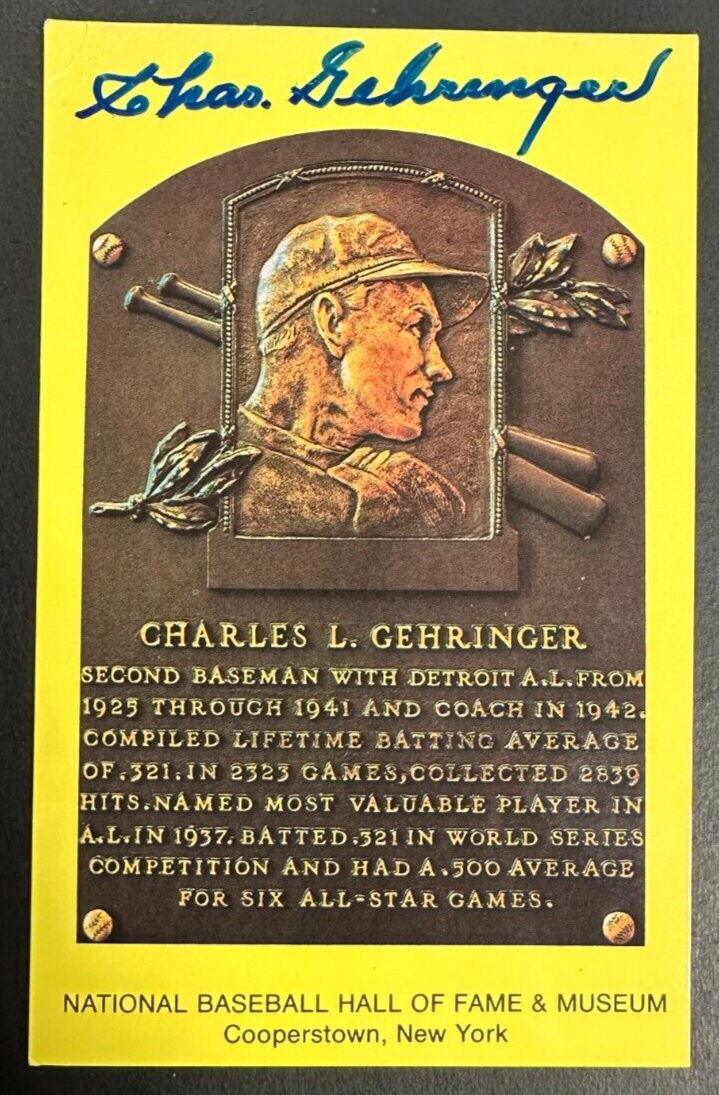 Charlie Gehringer Autographed MLB Hall Of Fame Postcard Tigers BAS