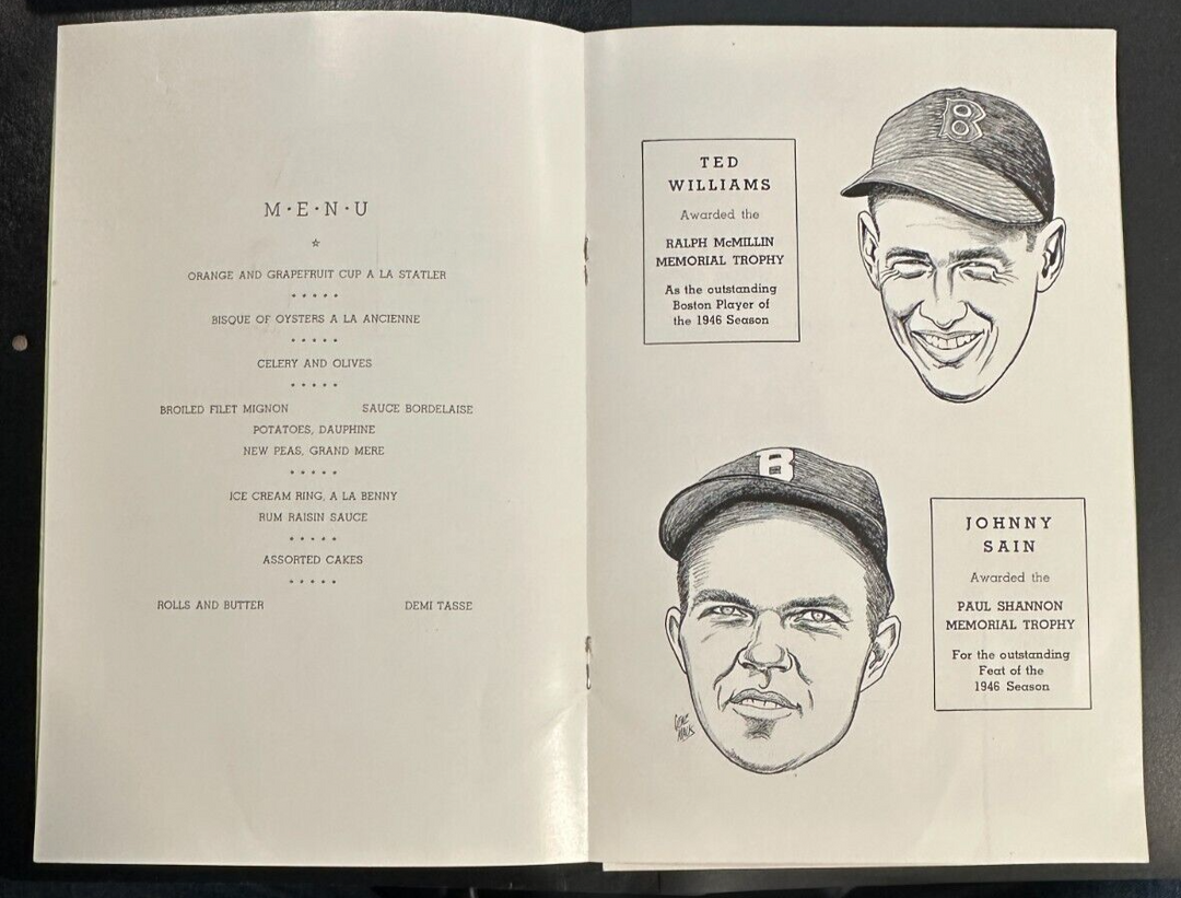 Feb 4, 1947 Eighth Annual Baseball Writers Association America Dinner Program
