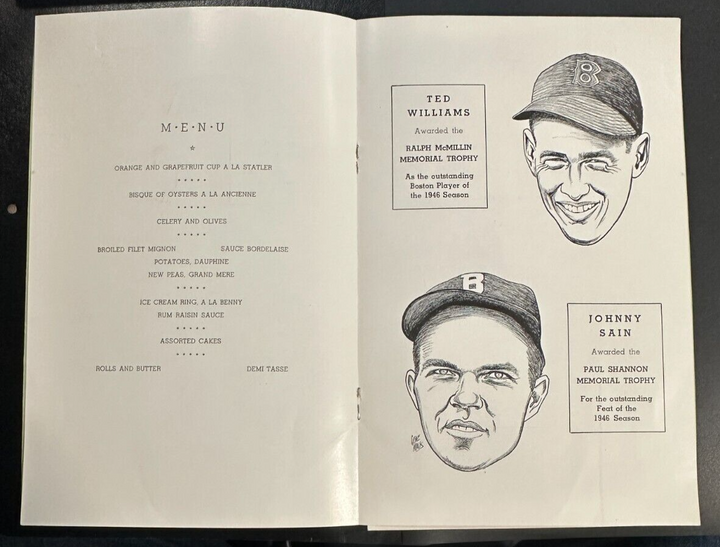 Feb 4, 1947 Eighth Annual Baseball Writers Association America Dinner Program