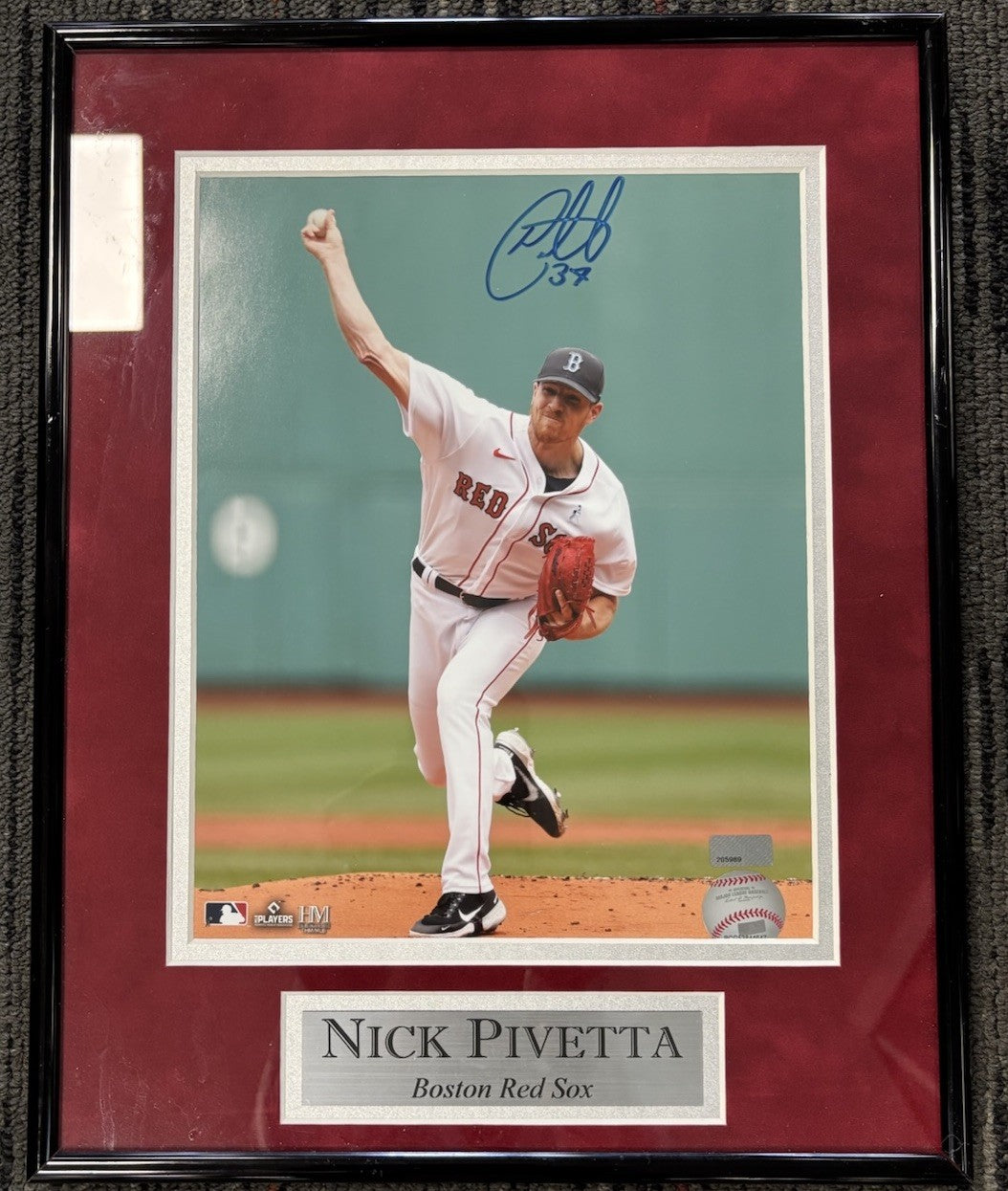Signed  8x10 NICK PIVETTA Boston Red Sox Framed Autographed Photo