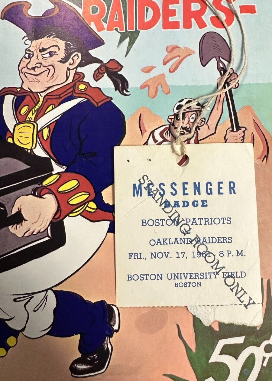 November 17, 1961 Boston Patriots & Oakland Raiders Program & SRO Pass AFL