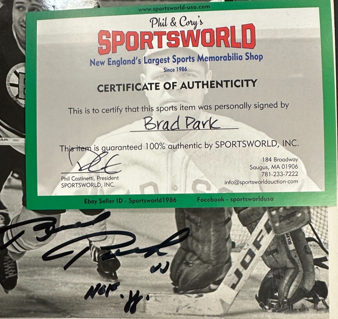1970’s Brad Park Autographed Original Boston Bruins Photo W/ HOF 88