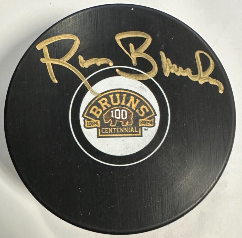 Ross Brooks Autographed Boston Bruins 100th Anniversary Hockey Puck NHL