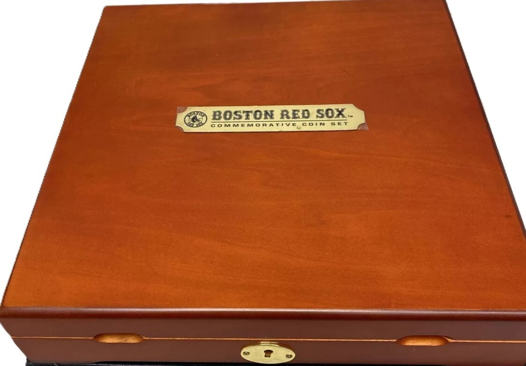 Highland Mint Boston Red Sox Commemorative Coin Set Dirt World Series Wooden Box