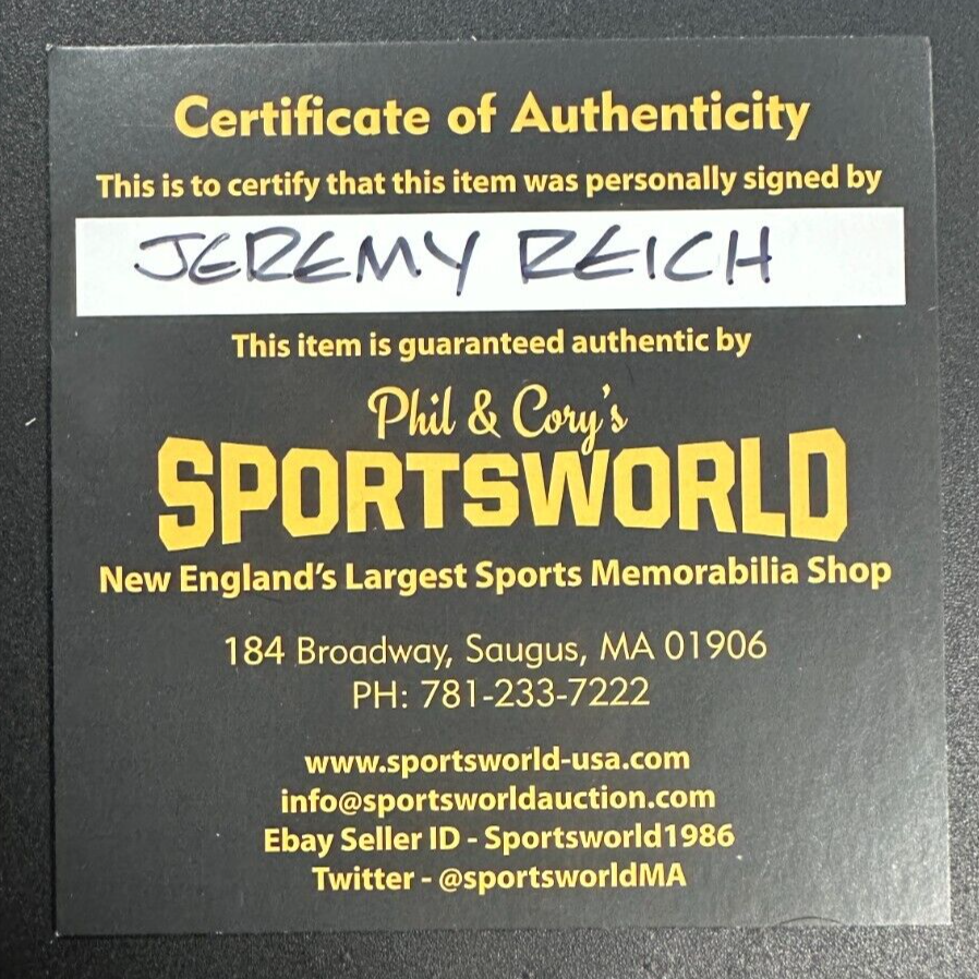 Jeremy Reich Autographed Boston Bruins Hockey Puck NHL