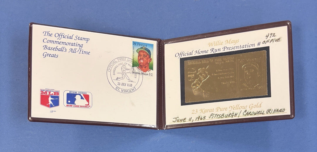 Willie Mays Hall of Fame Baseball Legends 23 Karat Pure Yellow Gold Stamp
