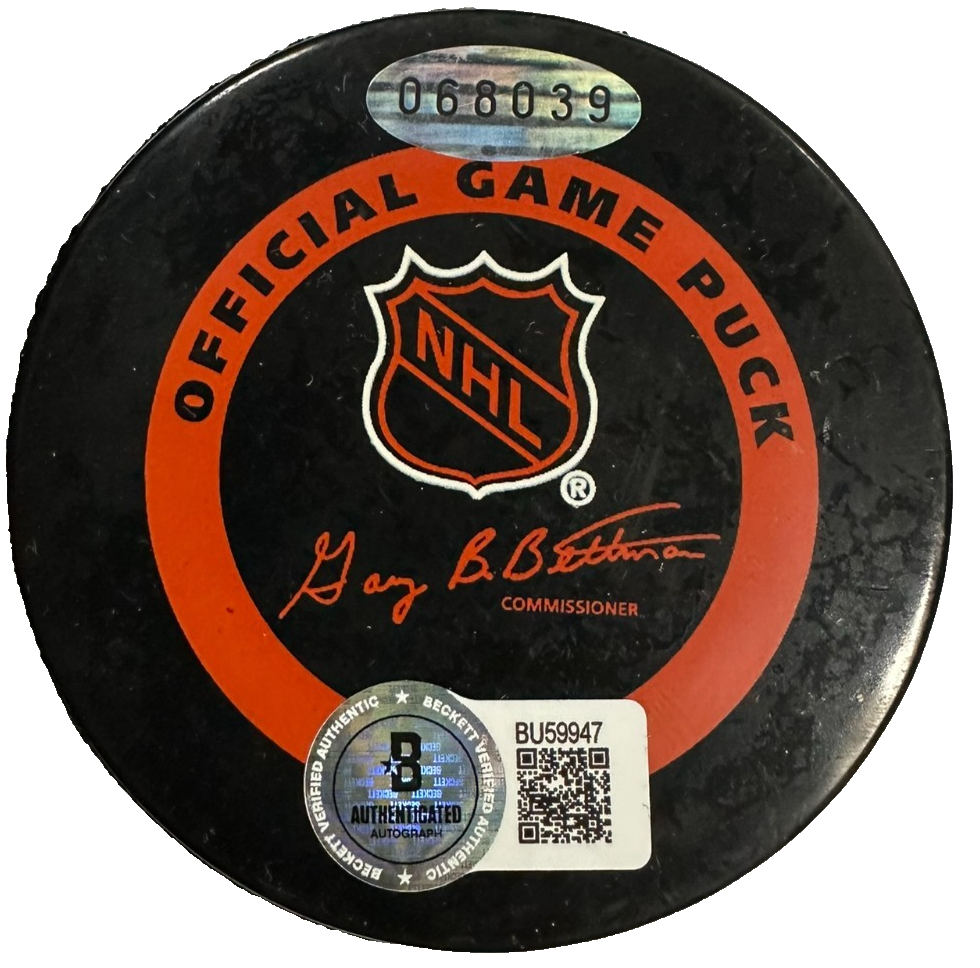 Brett Hull Autographed Dallas Stars Hockey Puck UDA BAS HOF