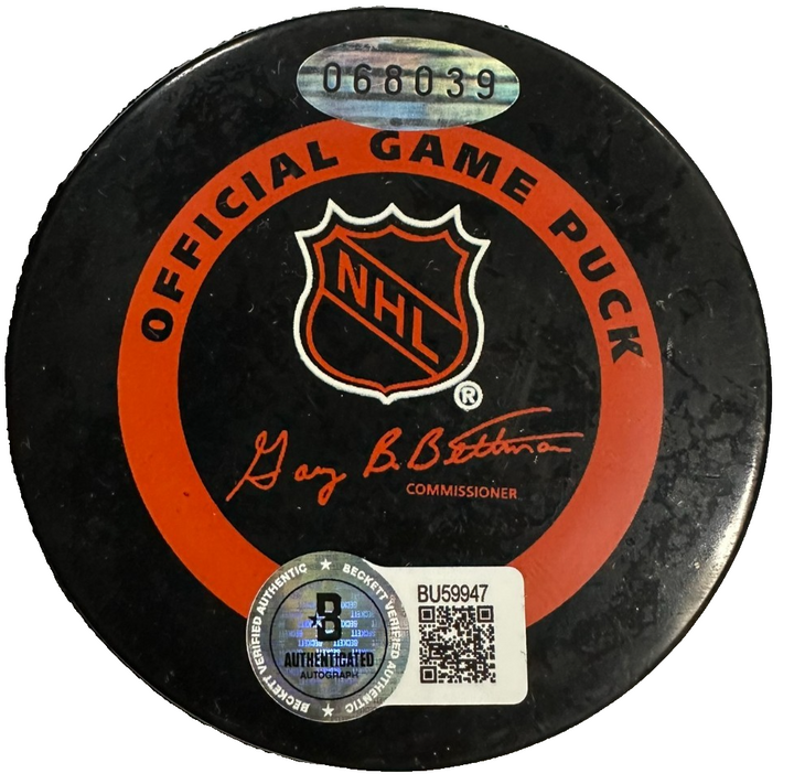Brett Hull Autographed Dallas Stars Hockey Puck UDA BAS HOF