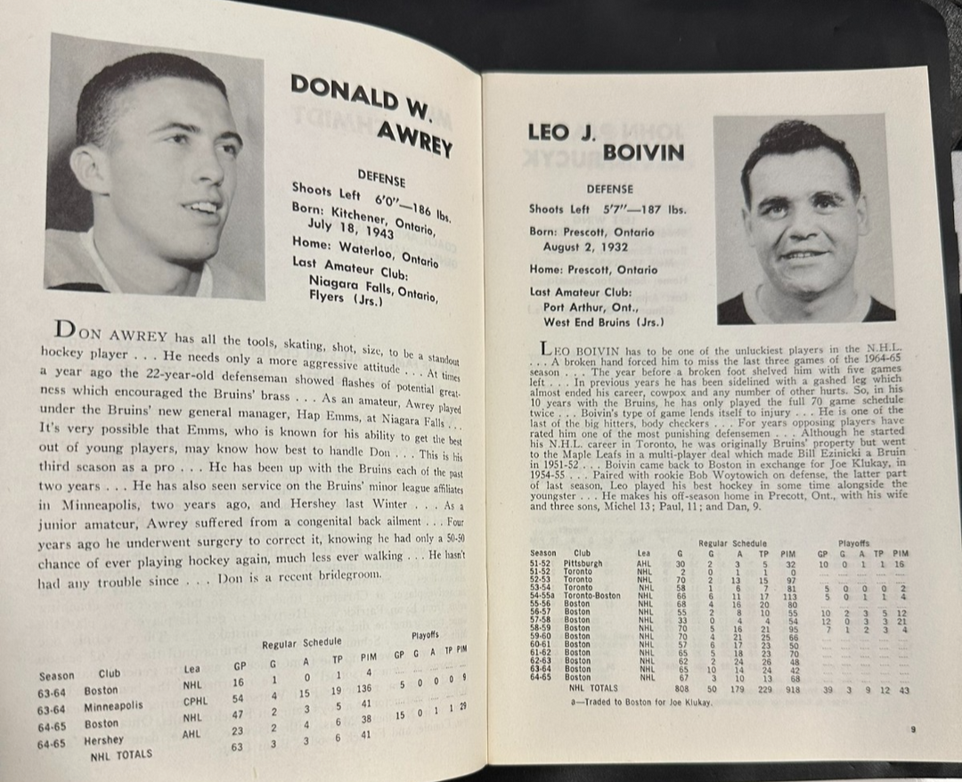 Vintage 1965-66 Boston Bruins Official Yearbook NHL