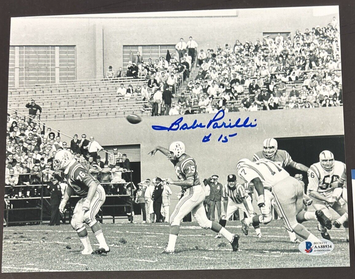 Babe Parilli Autographed Boston Patriots 8x10 Photo Fenway Park BAS