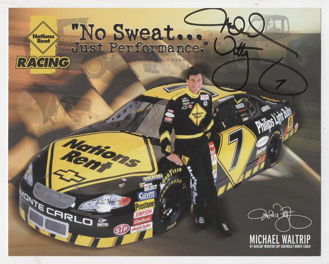 Michael Waltrip Autographed 8x10 Nations Rent Promo Photo NASCAR