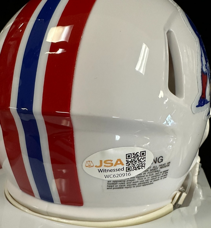 Will Campbell Autographed New England Patriots Throwback Speed Mini Helmet JSA