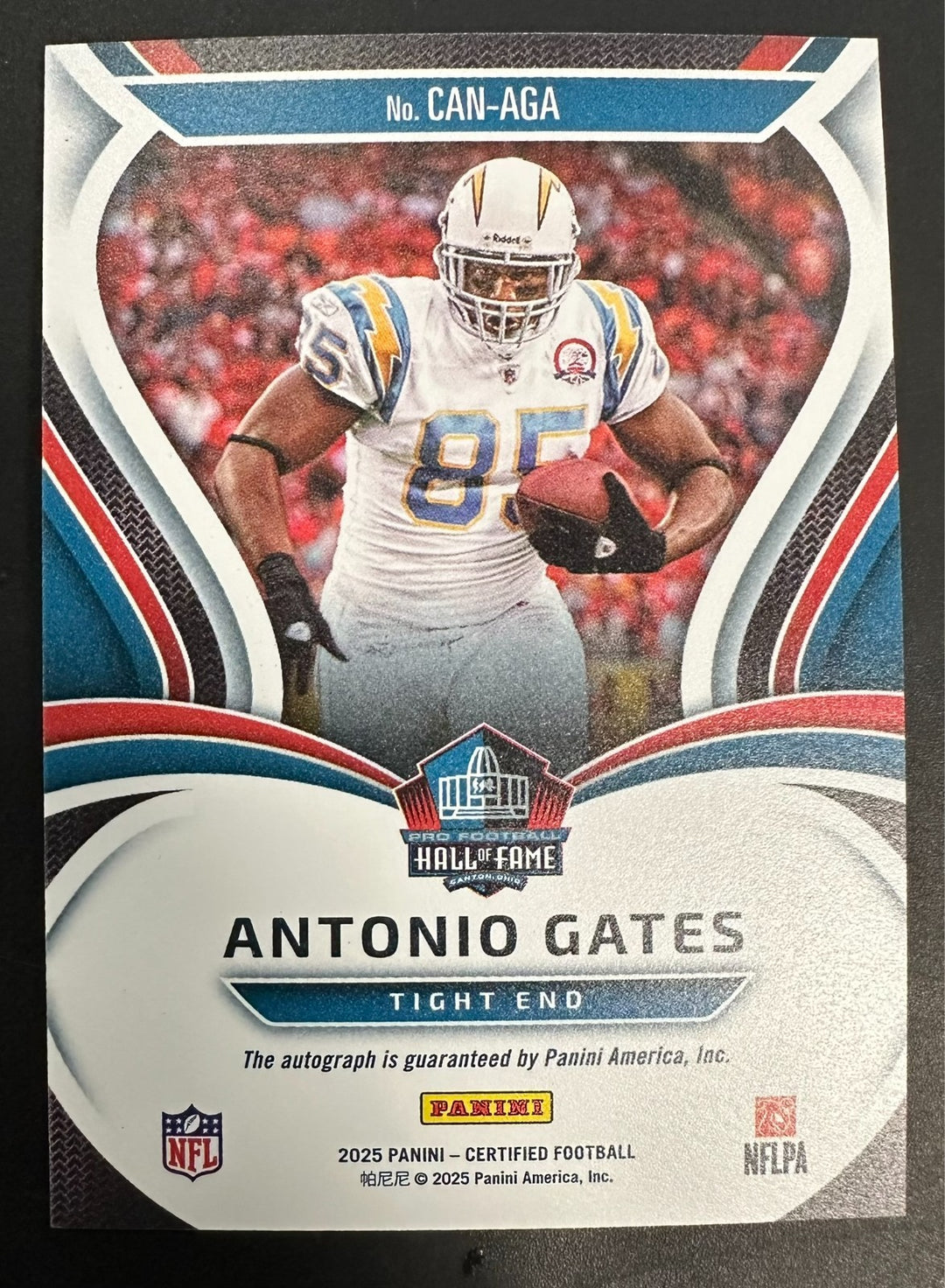 2025 Panini Canton Certified Blue Antonio Gates Autographed Card 2/20 CAN-AGA