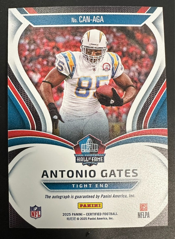 2025 Panini Canton Certified Blue Antonio Gates Autographed Card 2/20 CAN-AGA