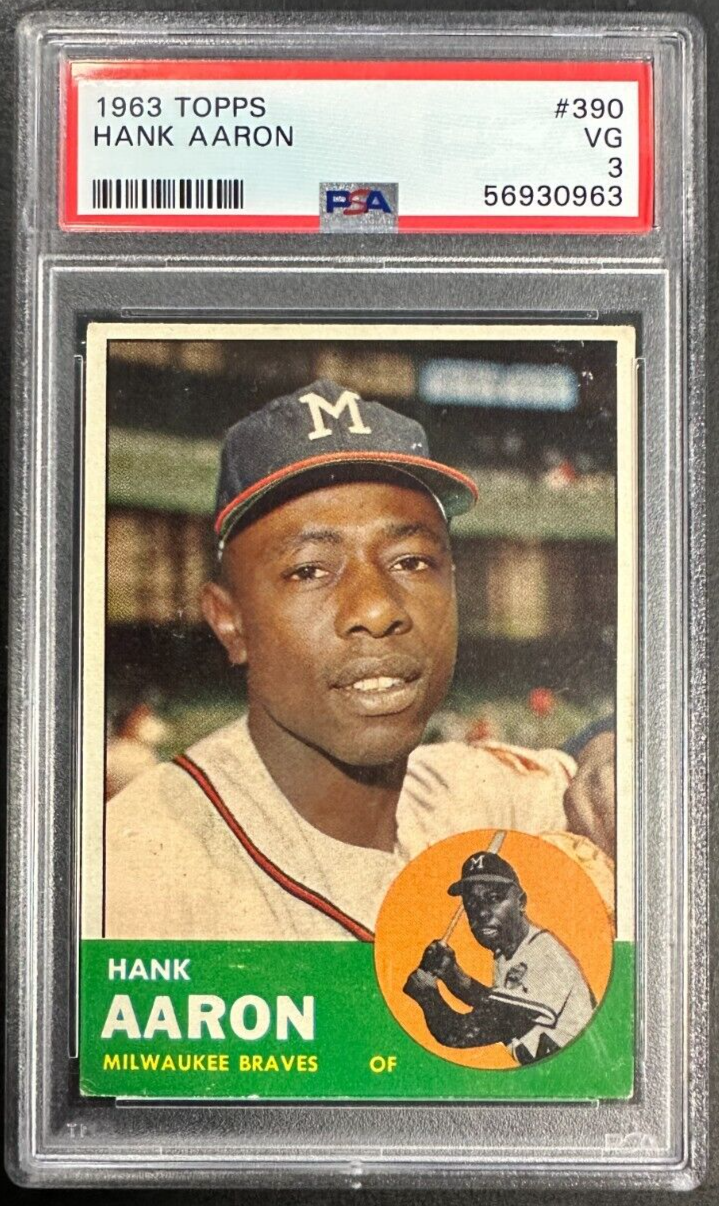 1963 Topps Hank Aaron Card #390 PSA 3 VG HOF Braves