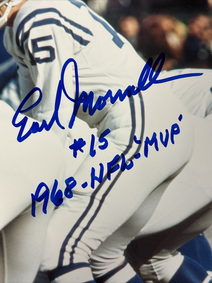 Earl Morrall Autographed Baltimore Colts 8x10 Photo W/ 1968 NFL MVP BAS