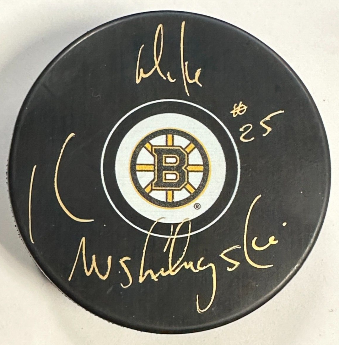 Mike Krushelnyski Autographed Boston Bruins Hockey Puck NHL