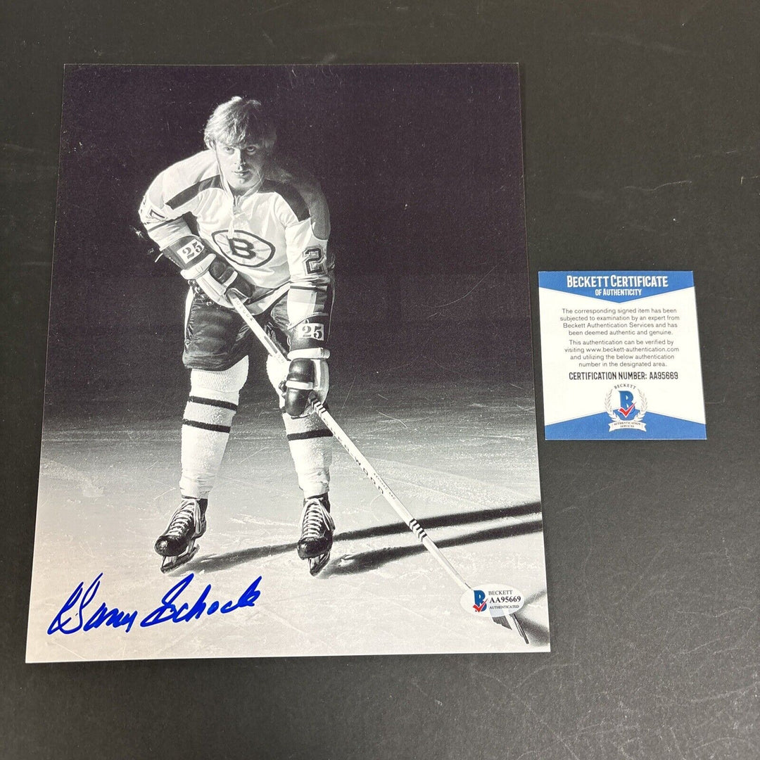 Dan Shock Signed 8x10 Boston Bruins Beckett COA Sportsworld