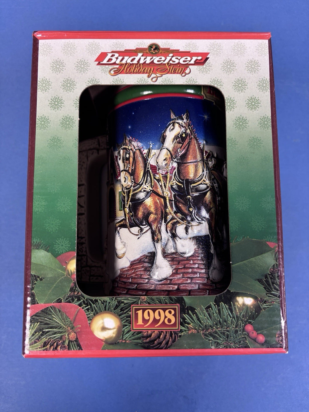 1998 Budweiser Holiday Christmas Stein Mug Collector Series NIB