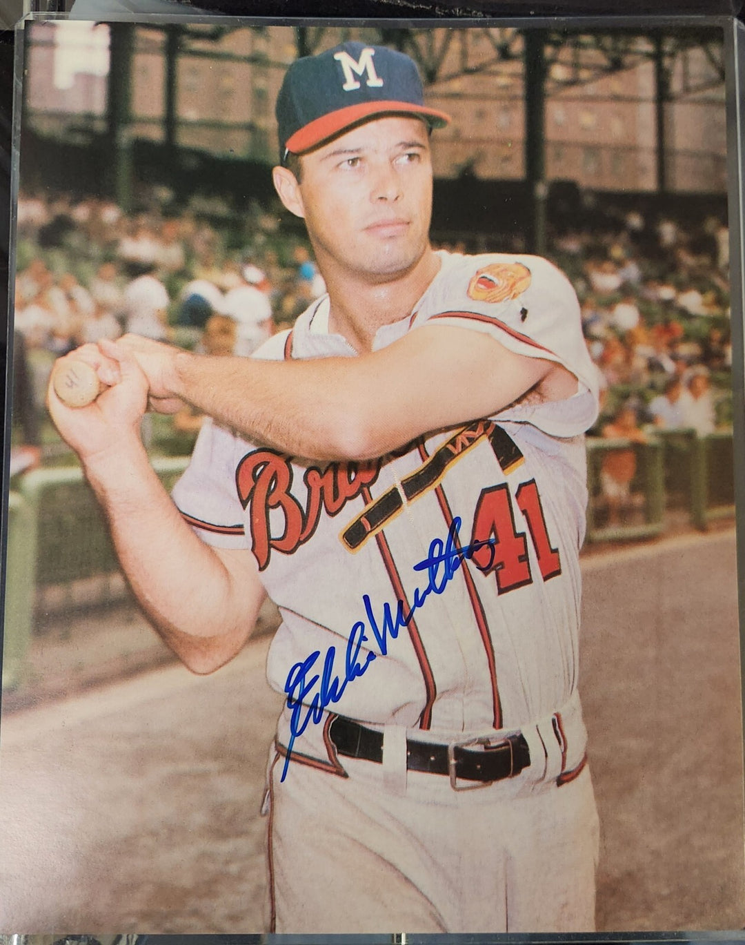 Eddie Mathews Signed 8x10 Photo Milwaukee Braves COA