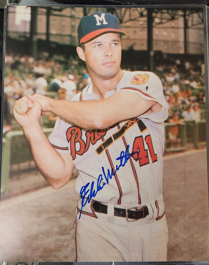 Eddie Mathews Signed 8x10 Photo Milwaukee Braves COA