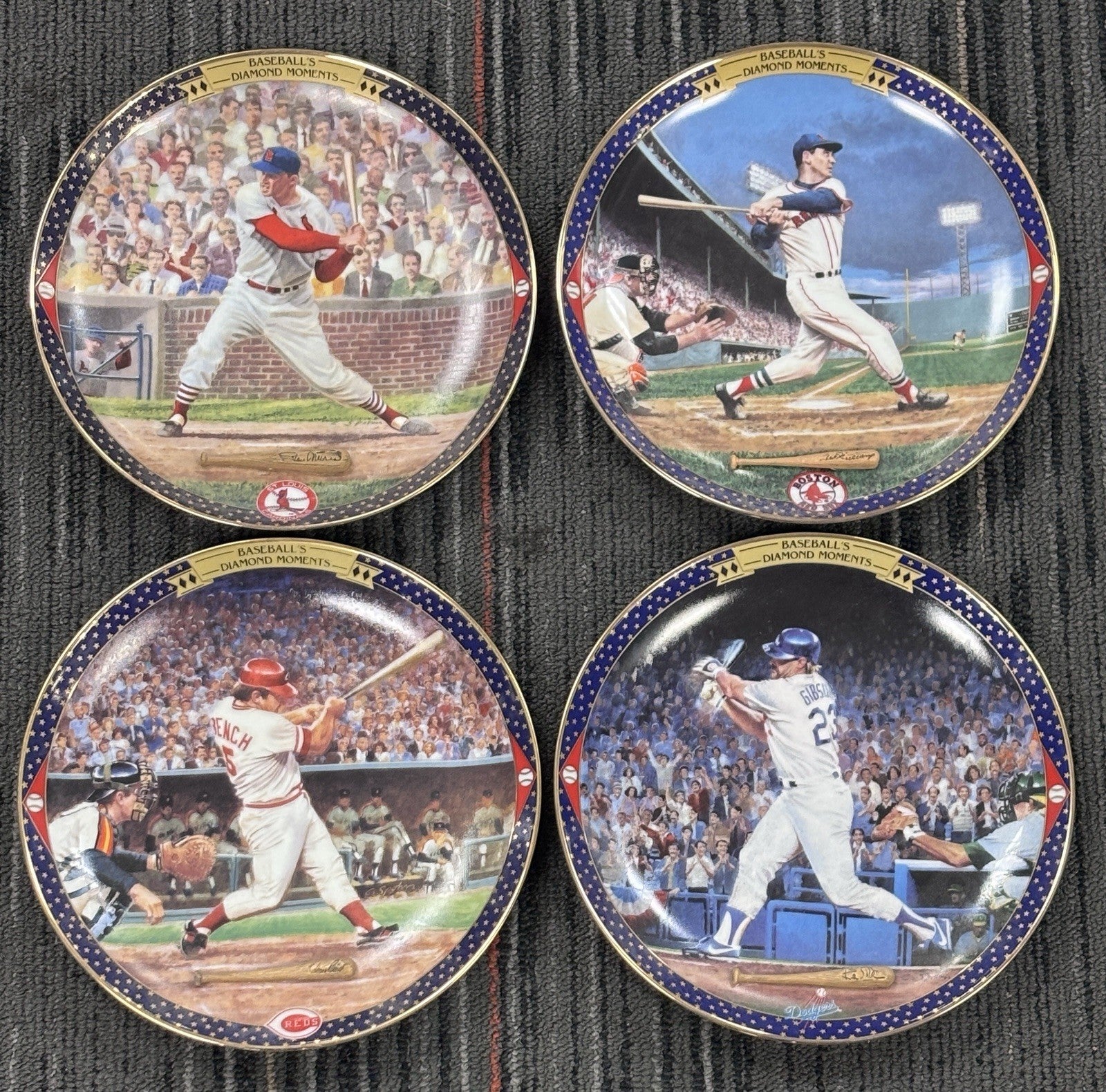 Bradford Exchange 4 Plate Lot Baseballs Diamond Moments Plates