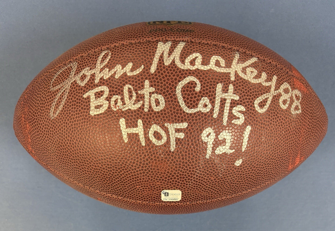 John Mackey HOF Signed Wilson Football Indianapolis Colts Sportsworld COA