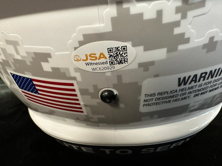 Will Campbell Signed New England Patriots Salute to Service Full Size Helmet JSA