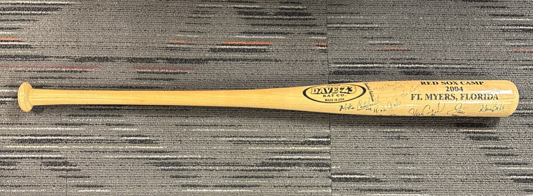 2004 Red Sox Fantasy Camp Signed Baseball Bat Lyons Stanley Bell Etc.