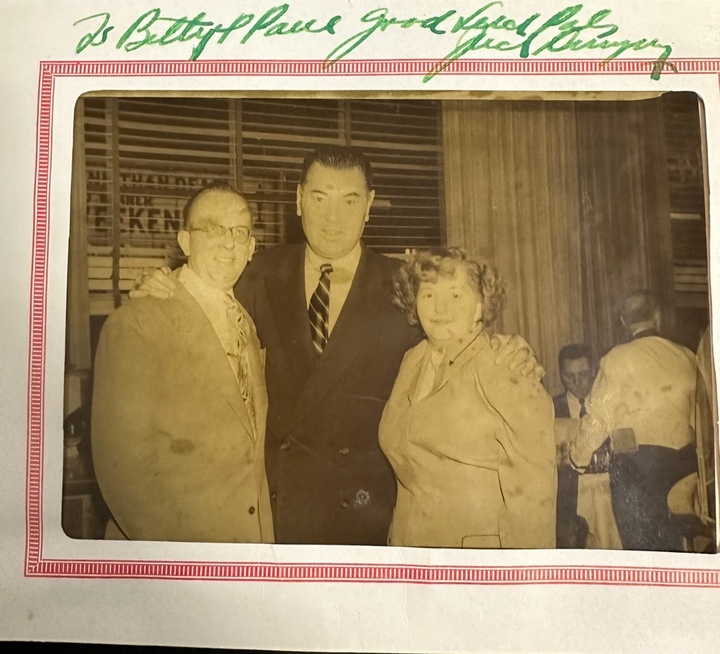 Jack Dempsey Autographed 1954 Broadway Bar & Cocktail Lounge Photo BAS