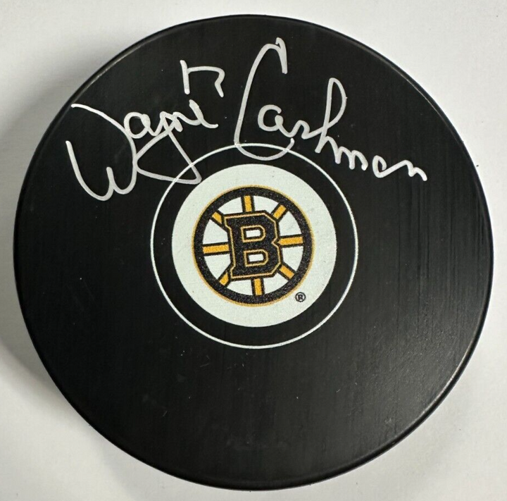 Wayne Cashman Autographed Boston Bruins Hockey Puck NHL