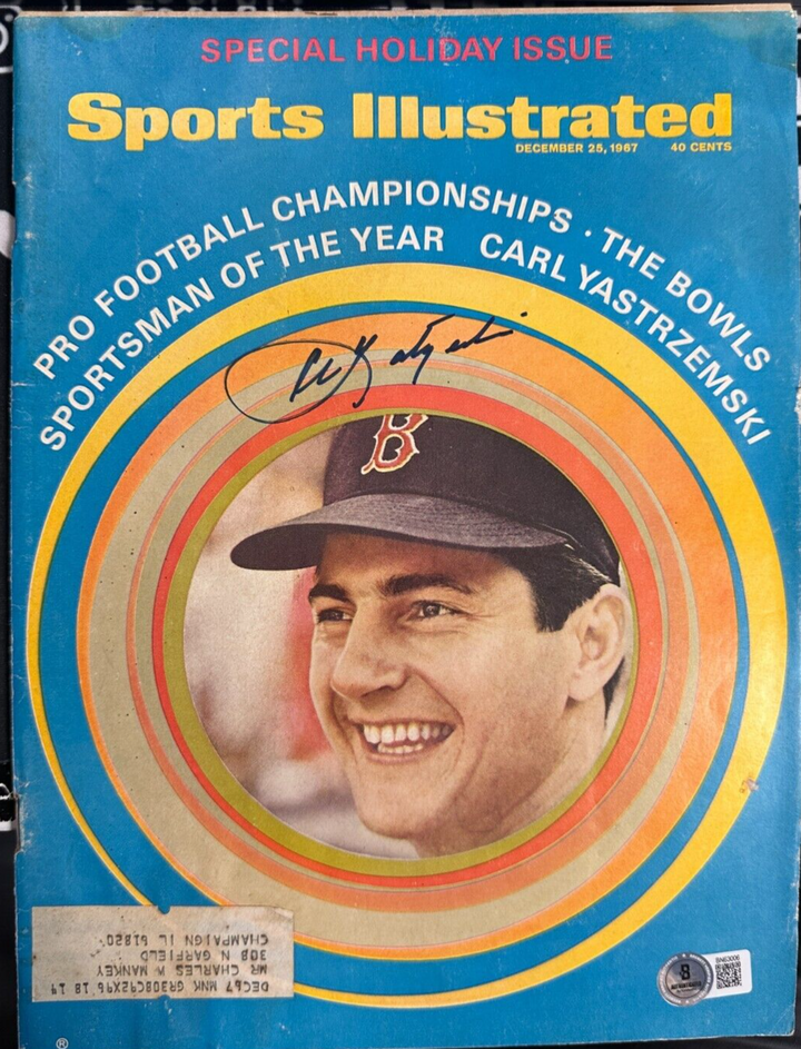 Carl Yastrzemski Autographed 12/25/1967 Issue Sports Illustrated Red Sox HOF BAS