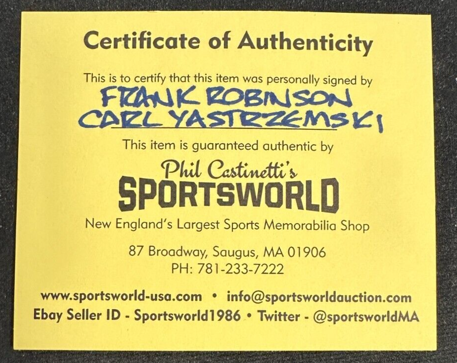 Carl Yastrzemski & Frank Robinson Autographed OAL Baseball Triple Crown