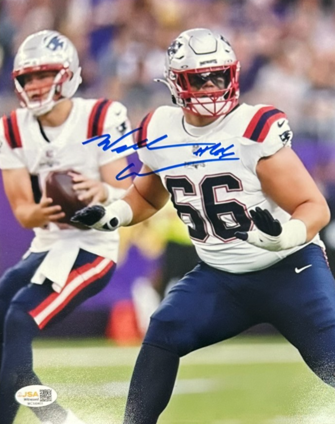 Will Campbell W/ Drake Maye Autographed New England Patriots 8" x 10" Photo JSA