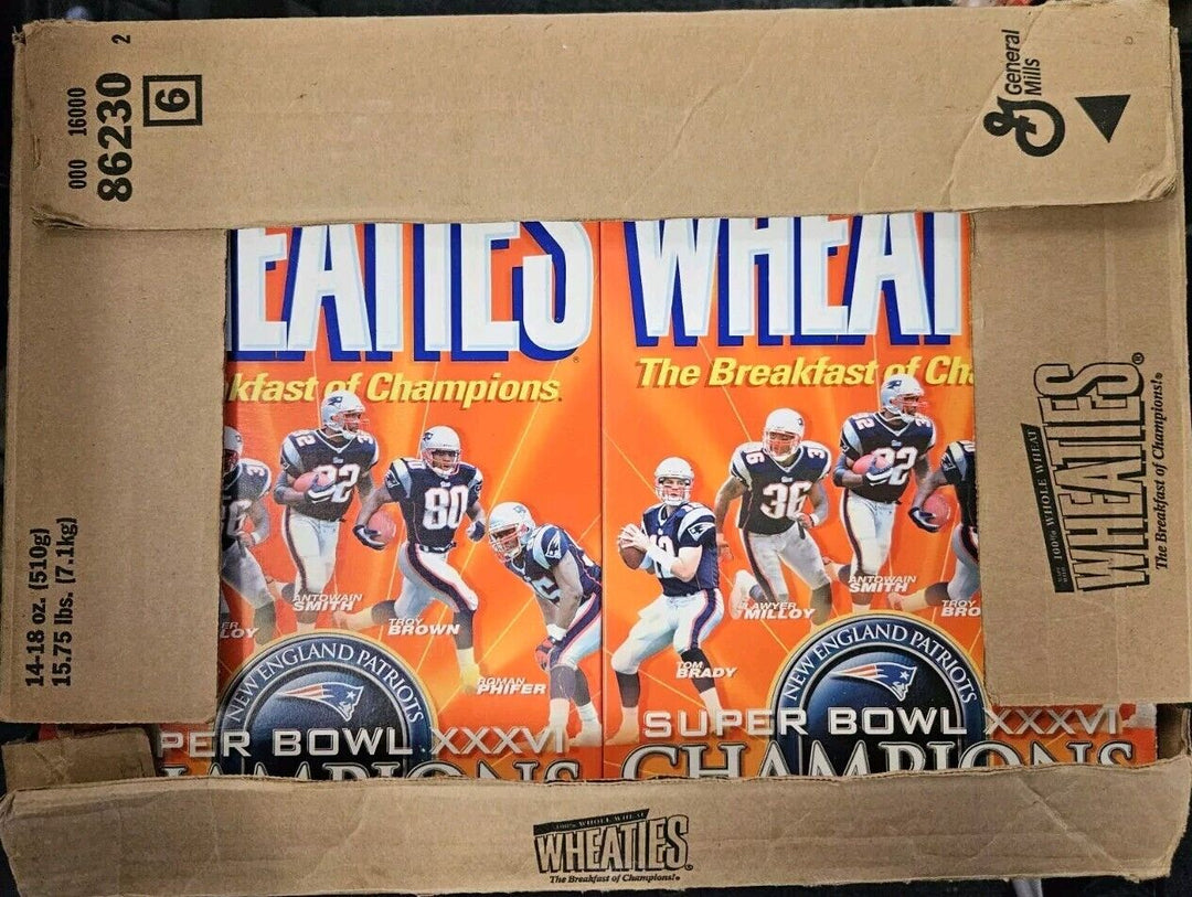 Full Case Of Superbowl XXXVI New England Patriots Wheaties Boxes Tom Brady