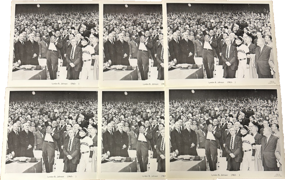 6 1960'S Sports Pix Lyndon B Johnson Throwing Out 1st Pitch 8.5x11 Photo's