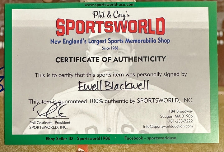 Ewell Blackwell Autographed Cincinnati Reds 8x10 Photo