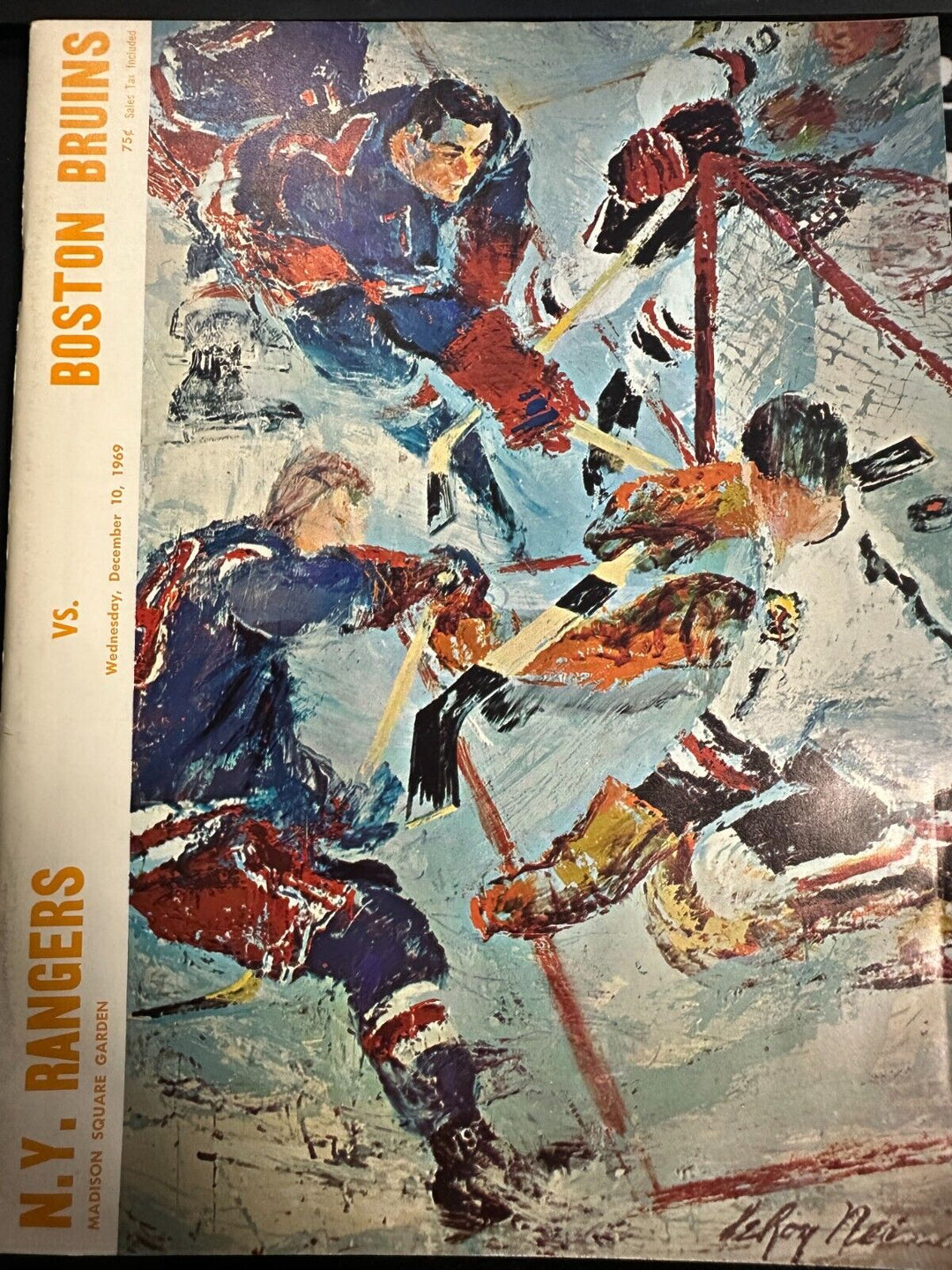 December 10, 1969 New York Rangers Vs the Boston Bruins Program NHL