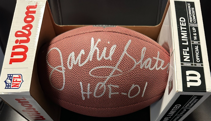 Jackie Slater Autographed Wilson NFL Football W/ HOF 01 Rams