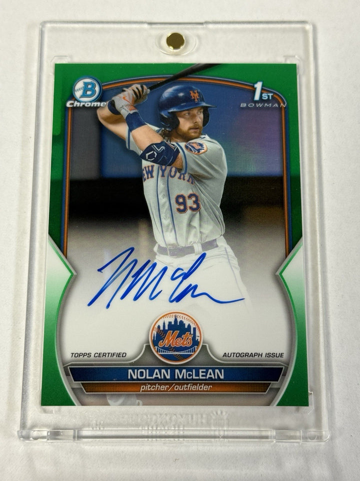 2023 Bowman Chrome Nolan McLean Green Auto /99 First 1st Mets USA 